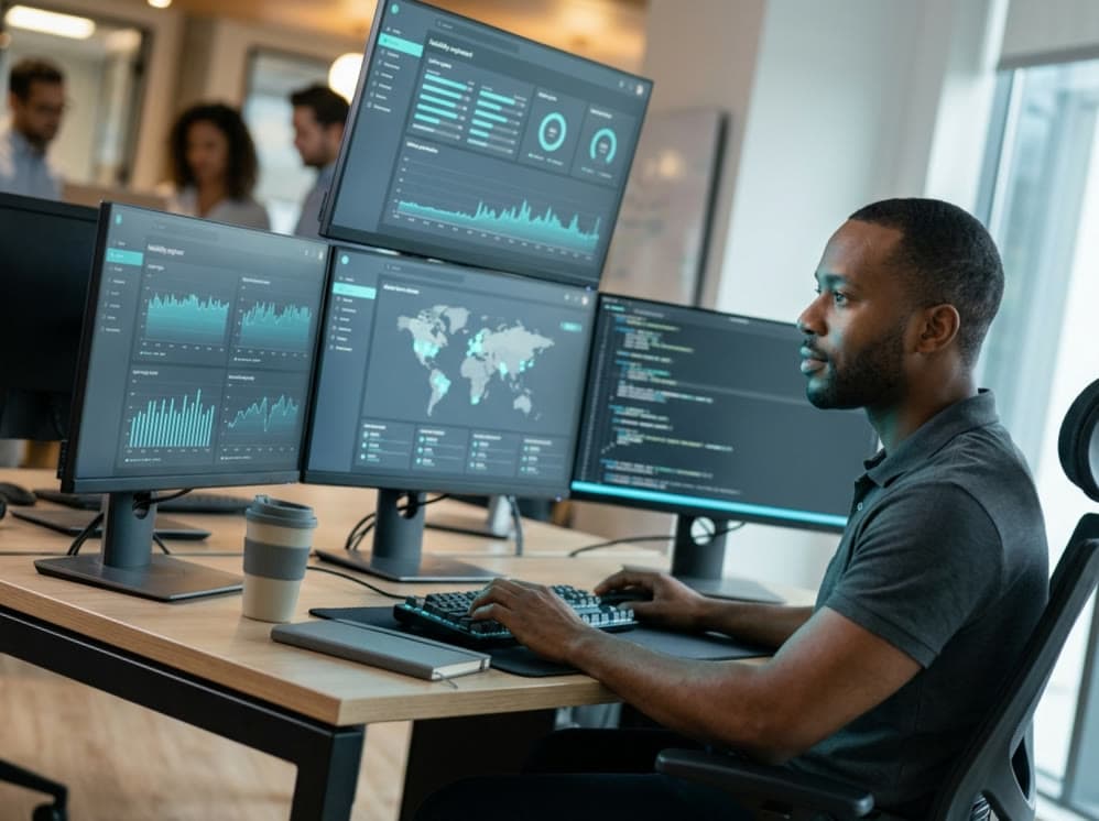 Cloud engineers reviewing a cost dashboard